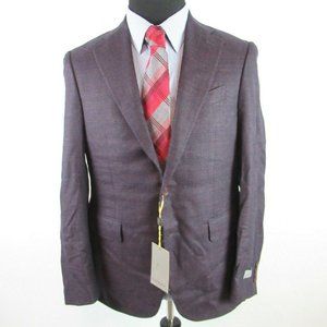 Canali Capri Textured Solid Slim Fit Sport Coat Mens Purple Italy $1495